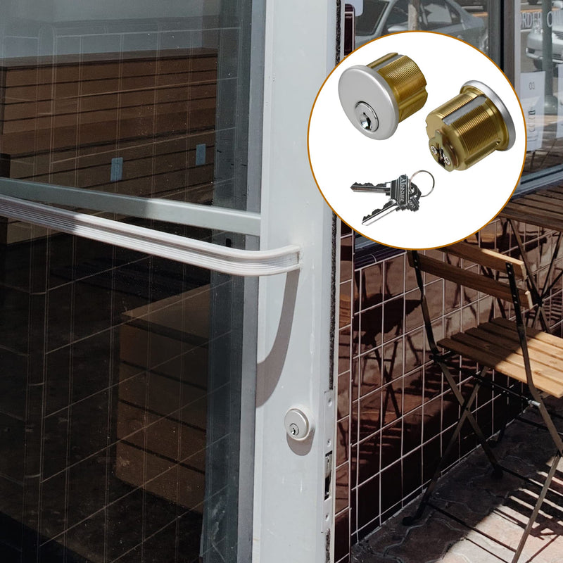Brass Mortise Cylinder Lock Commercial storefront Door Lock Mortise cylinders Compatible with Adams Rite Kawneer and Vistawall deadbolts Comes in 2-Pack Silver with Matching Keys 1 Set,Keyed Both Sides