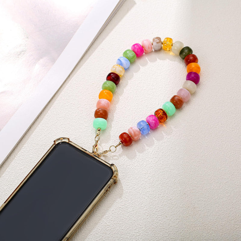 Colorful Chunky Beaded Phone Charm Wrist Strap for Women colorful