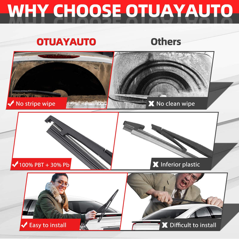 OTUAYAUTO Rear Windshield Wiper Arm with Blade Complete Set Replacement for Subaru Forester 2002-2016, Subaru Outback 2005-2017