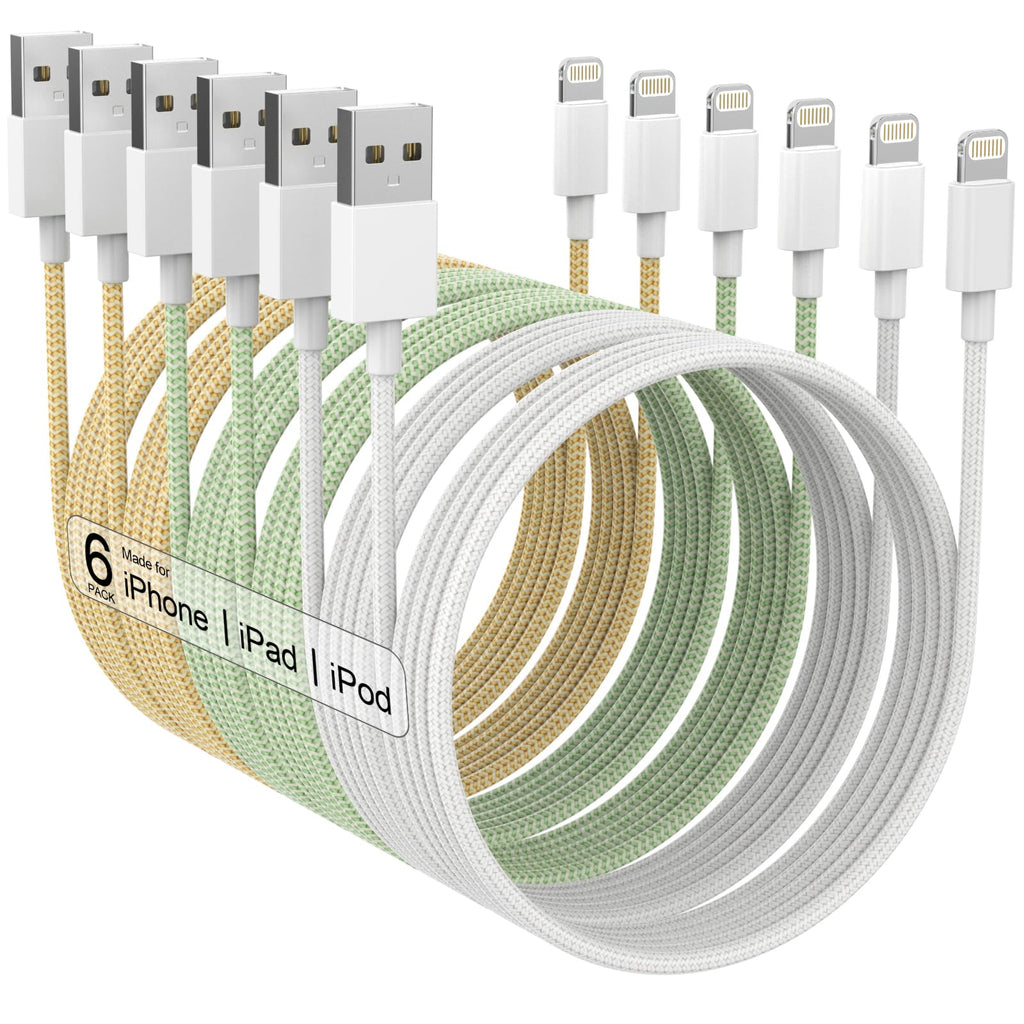 6Pack (3/3/6/6/6/10 FT) Apple MFi Certified iPhone Charger Fast Charging Long Lightning Cable iPhone Charger Cord Compatible iPhone 14/13/12/11 Pro Max/XS MAX/XR/XS/X/8/7 Plus iPad AirPods