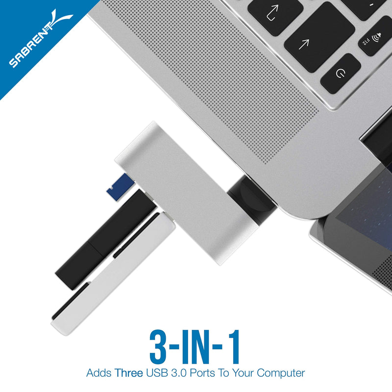 Sabrent Premium 3-Port Aluminum Mini USB 3.0 Hub + 22AWG 6 Feet USB 3.0 Extension Cable