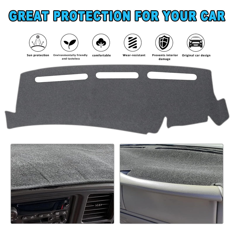 POSAID Dash Cover for 1999-2006 Chevrolet Chevy Silverado GMC Sierra, Dashboard Cover Mat for 2000-2006 Chevy Avalanche Tahoe Suburban GMC Yukon Pickup, Gray 1999-2006 Chevy and GMC