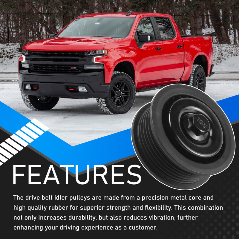 12700122 Drive Belt Idler Pulley Compatible with 2014-2015 Chevy Cruze 2019-2022 Chevrolet Silverado 1500 LTD Tahoe Suburban GMC Sierra 1500 Yukon Cadillac Escalade ESV Replaces 12720530