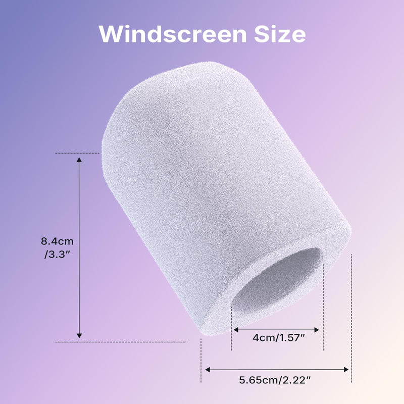 MAONO Microphone Windscreen for PD100W Microphone High-Density Flocked Foam Mic Cover, Soft Flocked Foam for Noise Reduction & Mic Protection, Reusable & Easy to Clean, Ash White