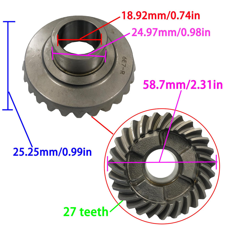 Outboard Engine 63V-45551-00 Pinion & 6E7-45560-00/01 Forward & 6E7-45570/45571-00 Reverse Gear Set for Yamaha 9.9HP 15HP 9.9E 15E Boat Motor