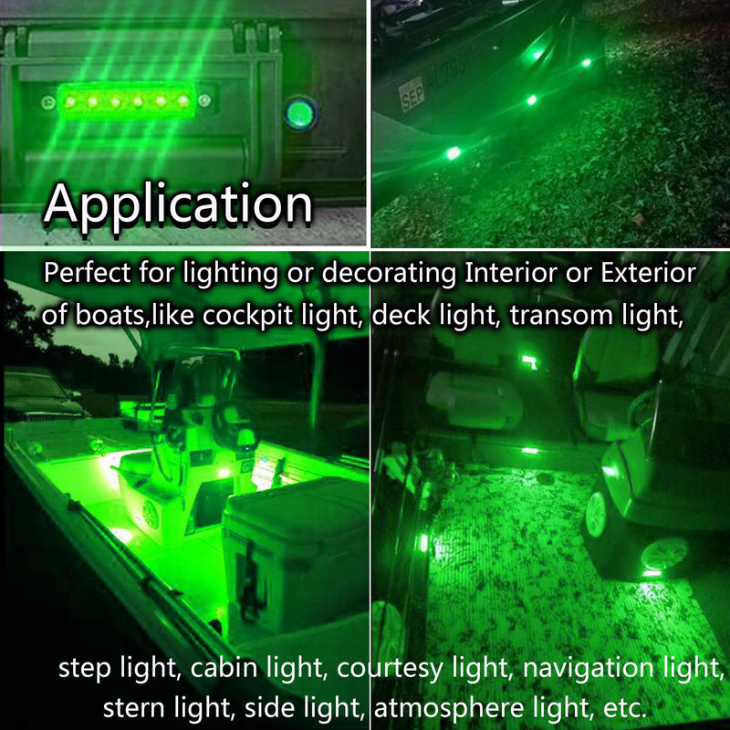 20Pcs Green Boat Interior Lights Waterproof 12V Marine Boat Navigation Lights for Deck Courtesy Transom Cockpit Bow and Stern,Kayak Yacht Fishing Pontoon Sailboat 20pcs Green