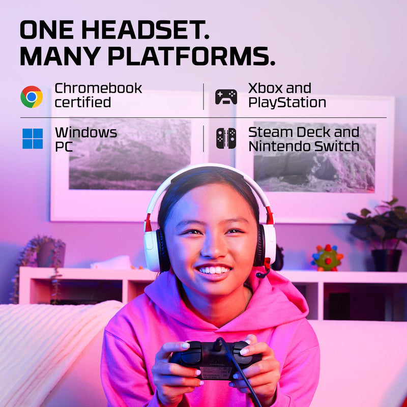Cloud Mini Kids Wireless (White) | Volume limit 85dB, 25h battery, for PC/Switch/PS/Chromebook/Xbox/Mobile, White