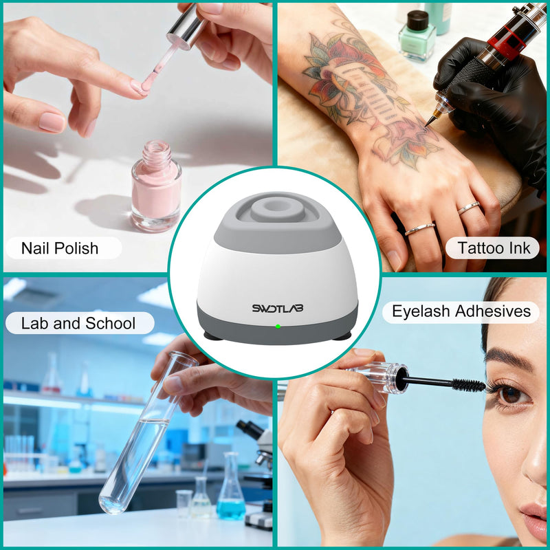 Mini Vortex Mixer 3500RPM 3s Mix for Nail Polish Lash Glue (Grey) | 3s Fast Mix DC Brushless Motor, Touch Auto-Stop, Anti-Slip Quiet, Compact Portable, for Nail Lash Glue Lab Paint Tattoo Ink Grey
