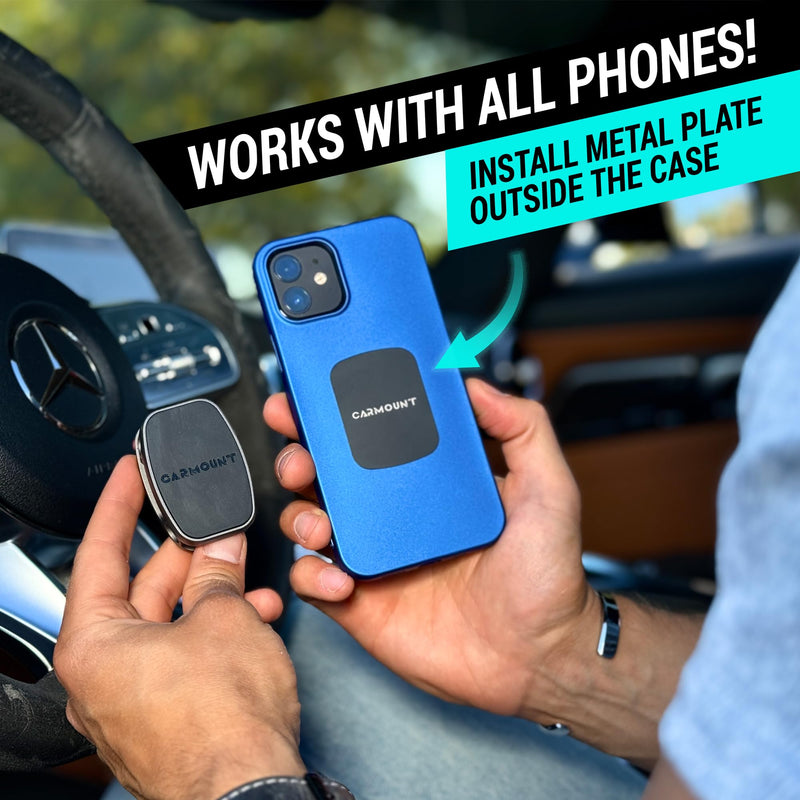 F2 Adjustable Car Mount | 2.0 Magnetic Phone Mount, Dashboard Phone Holder for Car, 6X N52 Magnets, 360° Rotation & Tilt, Universal Dash Mount for All Cell Phones 2.0 Minimal Adjustable Mount F2