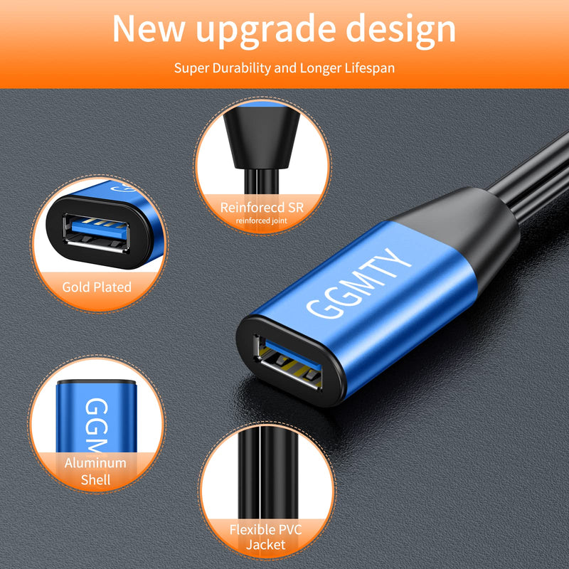 USB 2.0 Type A Male to A Female Active Repeater Extension Cable 65ft, High Speed 480 Mbps Blue