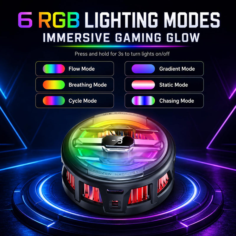 Cyberix Magnetic Phone Cooler for iPhone with AI Temperature Control | Rapid Cooling, LED Temperature Display, 6 RGB Light Modes, Ideal for Gaming, Photography, and Live Streaming
