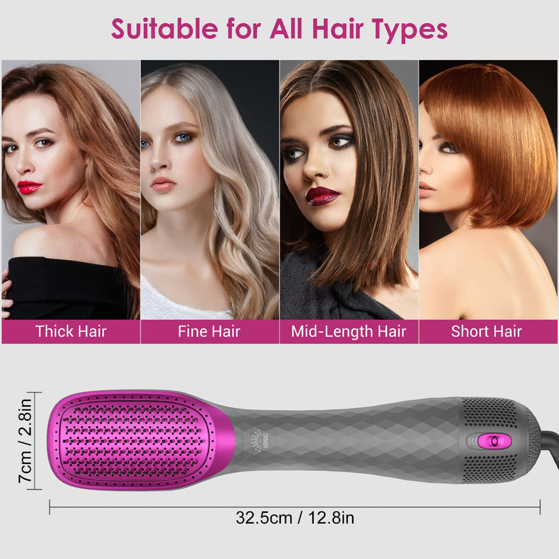 APOKE 3 in 1 Hair Dryer Brush Professional 1200W Powerful Ceramic Tourmaline 3 Heat/2 Speed Settings One Step Hair Dryer and Styler Light Gray