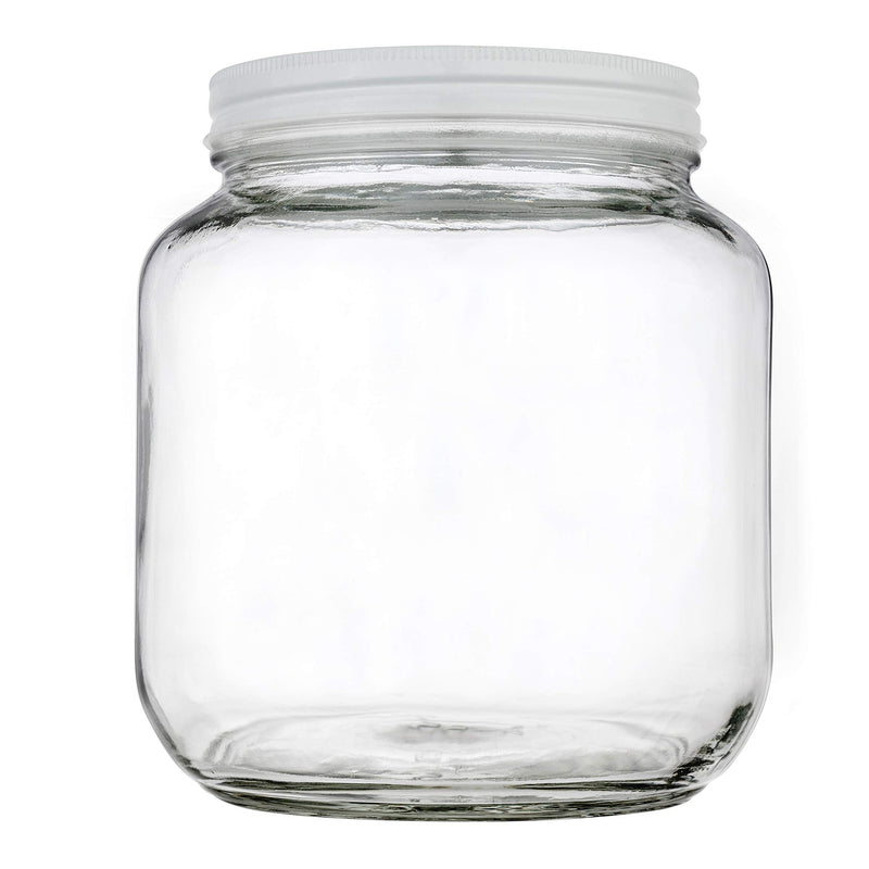 kitchentoolz Half Gallon Glass Large Mason Jar Wide Mouth with Airtight Metal Lid - 1/2 Gallon Mason Jars - BPA-Free Glass Jar with Lid - Dishwasher Safe Made in USA White Lid 0.5 Gallon Pack of 1