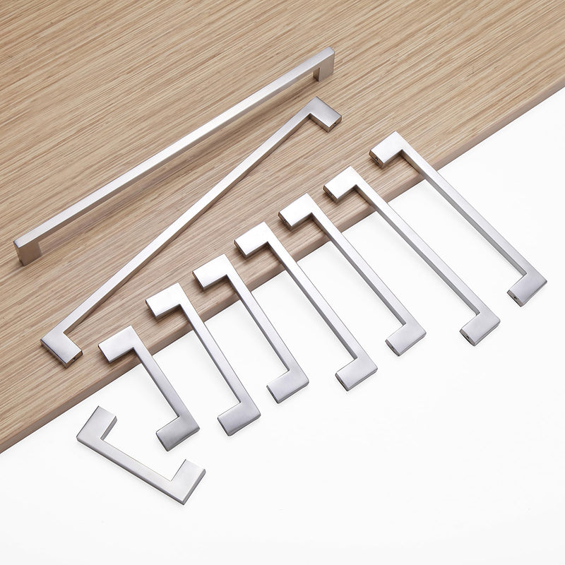 Cabinet Pulls Brushed Nickel Cabinet Handles Square Drawer Pulls, 10 Pack 7-1/2 Inch Stainless Steel Kitchen Door Cupboard Cabinet Handles, Drawer Hardware Handles, 192mm Hole Centers 7-1/2 inch Hole Centers(192mm)