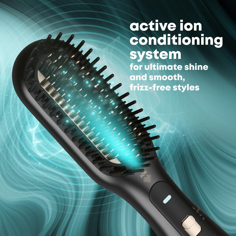 REVAMP Deepform Hair Straightener Brush - 2 in 1 Dry & Style, Ceramic | Heated Styler, Hot Air for Wet Hair, Hot Brush for Dry, Smoothing, Salon Professional Shine Oils Air Styler