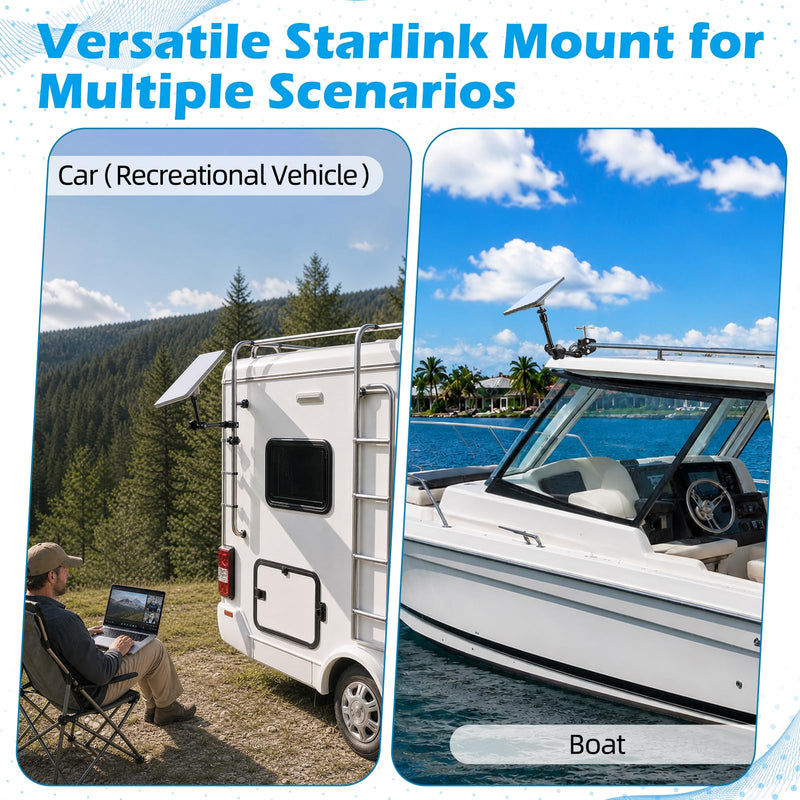 2024-2026 Starlink Mini Clamp Mount RV Adjustable Arm & Pipe Adapter