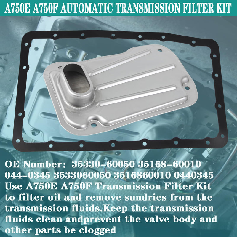 A750E A750F Automatic Transmission Filter Kit Compatible with Toyota 4Runner FJ Cruiser Land Cruiser Sequoia Tacoma Tundra Lexus GX470 LX470 Replaces# 35330-60050 35168-60010 044-0345