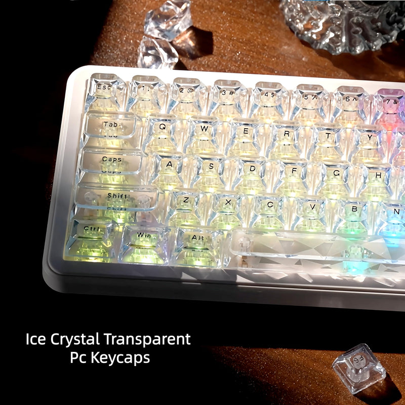 dagaladoo ICE Clear keycaps,Translucent keycaps Jelly,Shine Throug Key caps | Transparent keyboard keycaps Glossy,ASA Profile custom Keycaps for Mx Switches Mechanical Keyboard(White,126key) White ICE