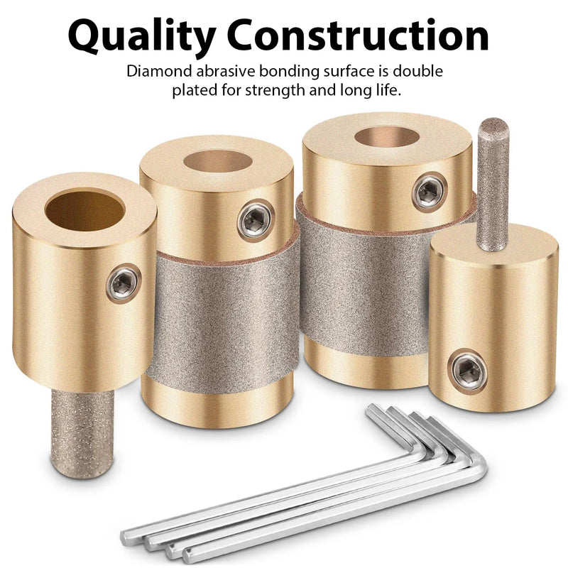 Glass Diamond Grinder Bit Head Tools Stained Glass Drill Bits Brass Core Stained Grinder Bits Stain Tools 4 Sizes 1" 3/4" 1/4" 1/8" 1 3/4 1/4 1/8 in