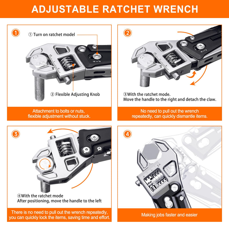NexTool W4 Adjustable Ratchet Wrench Multitool, 11-IN-1 Foldable EDC Tool with Pliers, Knife, Saw and Screwdriver, Multi Tool for Camping, DIY, and Gifts for Him Full Size