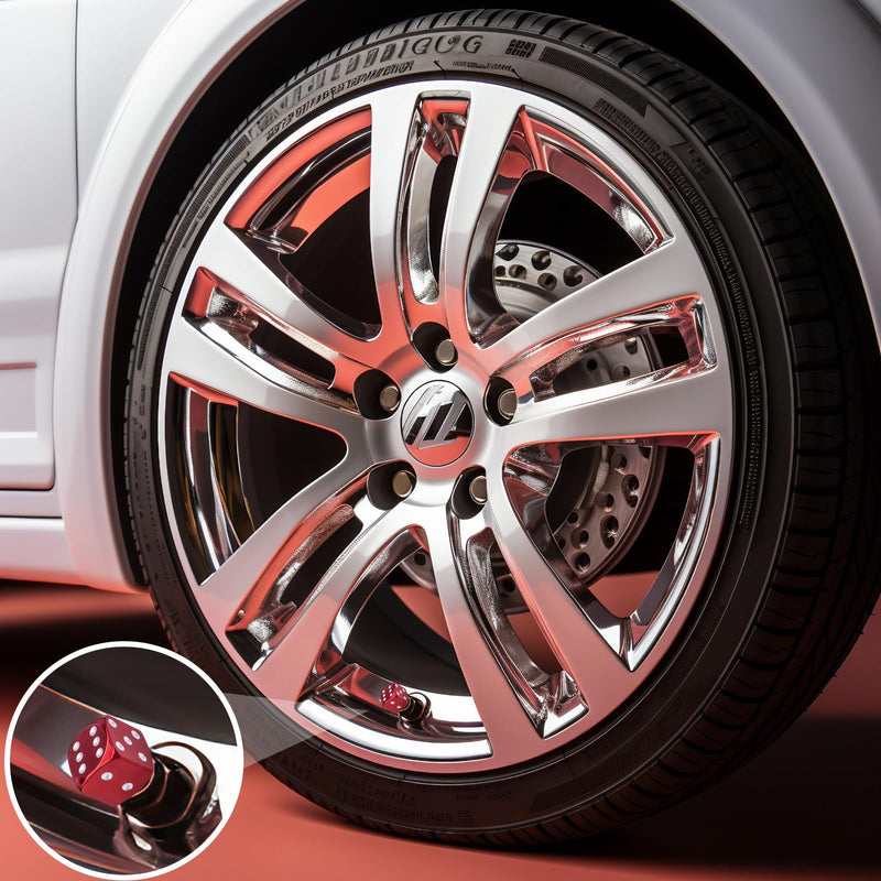4PCS Dice Style Tire Valve Stem Caps, with O Rubber Ring, Universal Aluminium Alloy Dustproof Tire Valve Stem Covers for Cars, SUV, Trucks, Bikes, Motorcycles, Bicycles(Red) 4 pcs Dice-Red