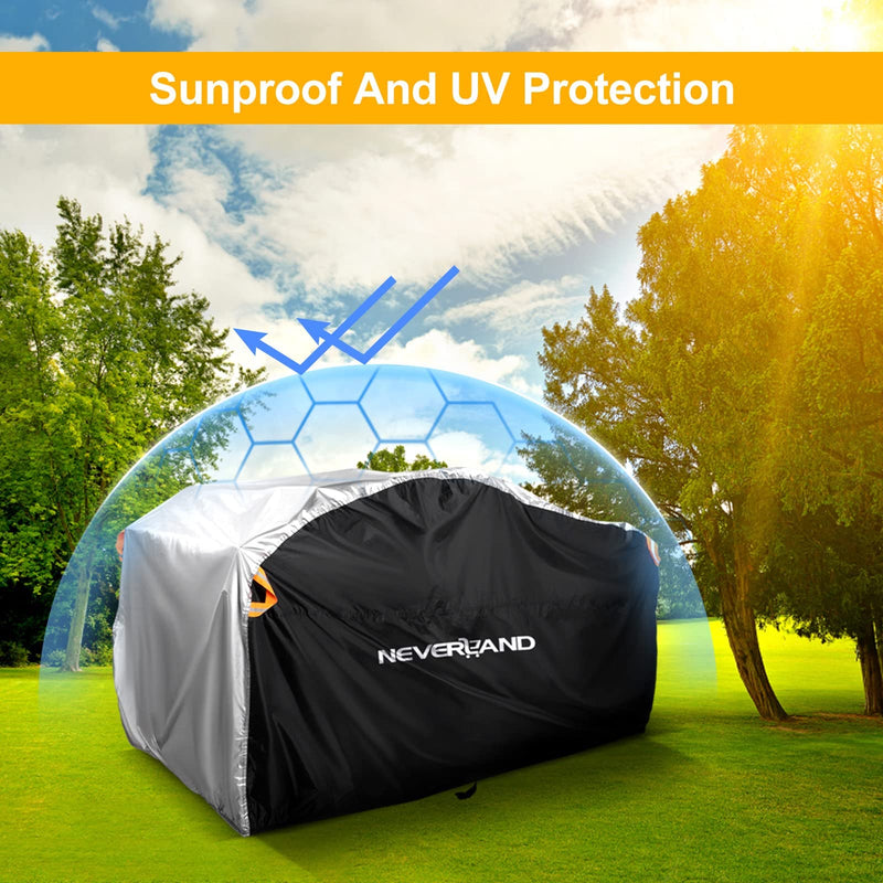NEVERLAND Waterproof ATV Cover, Outdoor Heavy Duty Quad Cover Tear-Resistant 4 Wheeler Covers All Weather UV Protection for Polaris Sportsman Yamaha Honda Quad Bike (Silver & Black, XL) Silver & Black XL-82.7''L x 47.2''W x 45.2''H