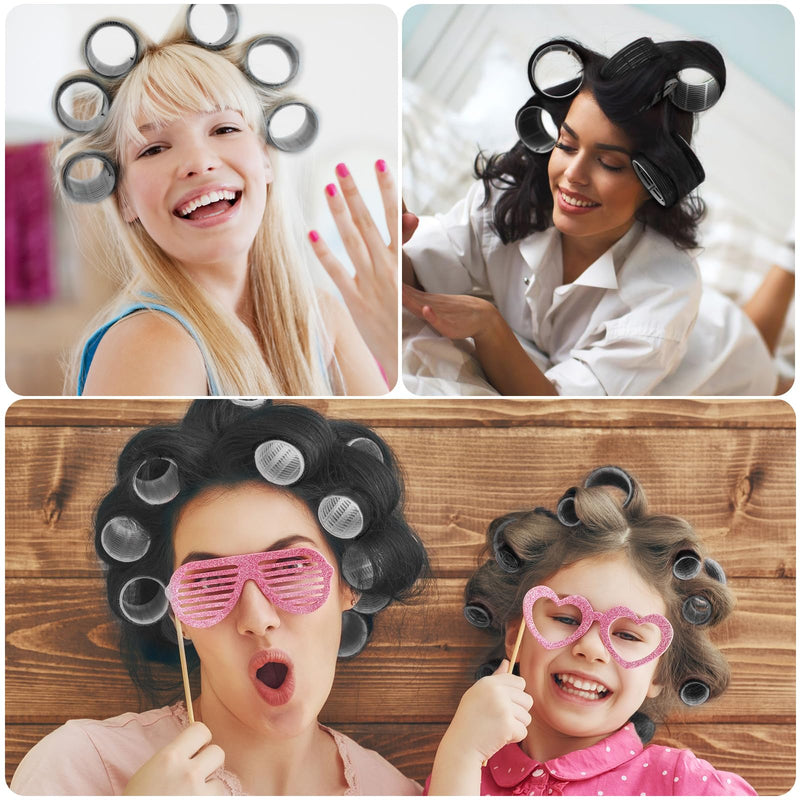  [AUSTRALIA] - 33PCS Hair Curlers Rollers with Clips,GeeRic Hair Rollers Set 3 Sizes 48mm 38mm 28mm with12PCS Duckbill Clips Hair Rollers for Long Medium Short Thick Fine Volume Bangs Black