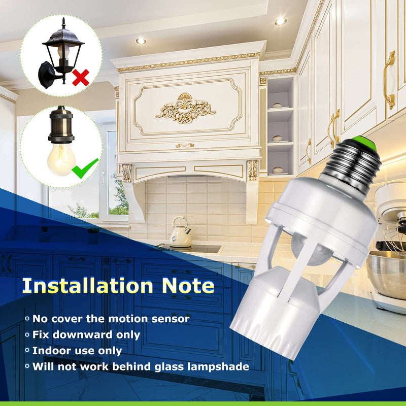 Hortsun 6 Pieces Motion Sensor Light Socket Smart Screw in Light Bulb Outlet Compatible with E26/e27 Motion Activated Bulb Holder Adapter Automatic Control for Garage Storage Room