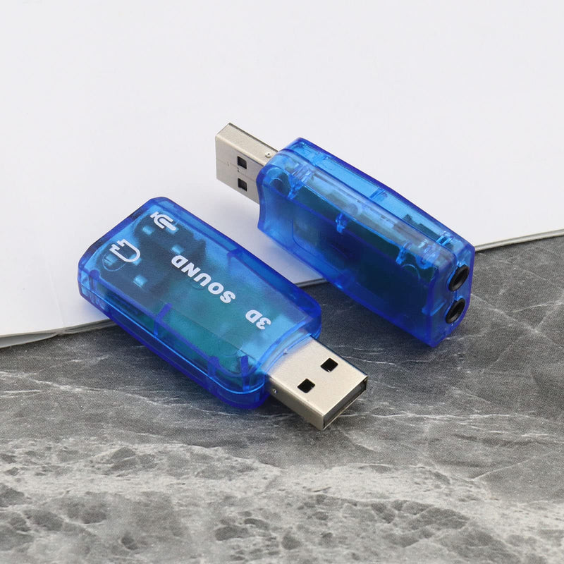 SING F LTD 4PCS External 5.1 USB Stereo Sound Card with 3.5mm Headphone and Microphone Ports 3D Virtual 5.1 Channel Audio Adapter Compatible with Windows 2 Black & 2 Blue