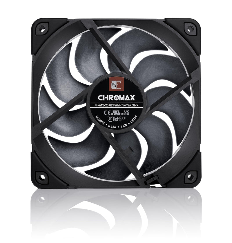Noctua NF-A12x25 G2 PWM chromax.Black, Premium-Quality Quiet 120mm PC Fan (Black)