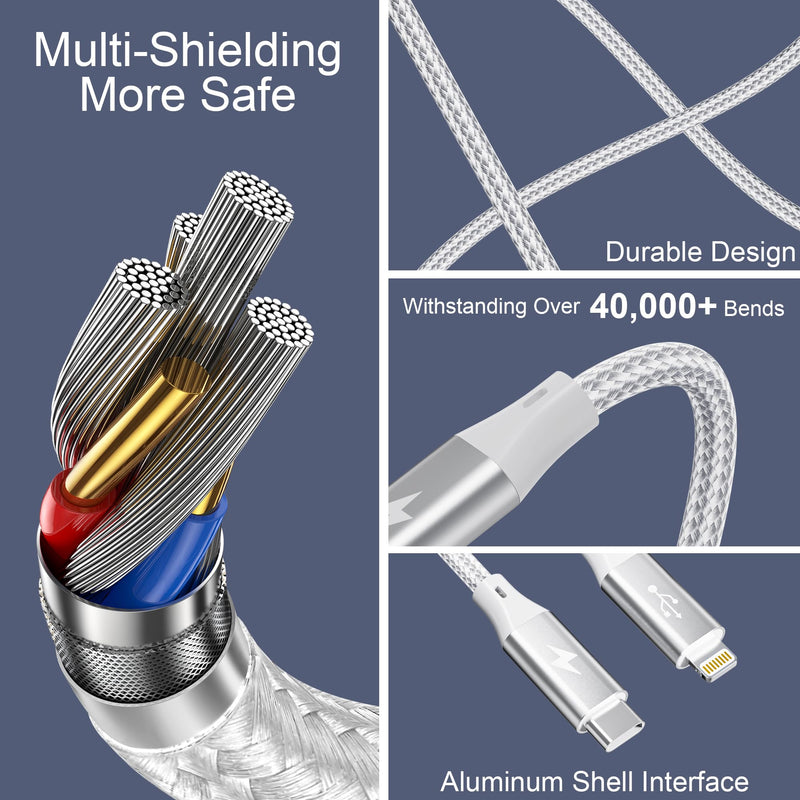 4in2 Multi Charging Cable for iPhone Watch Charger, 6FT USB C All-in-One Cable with Lightning, Type-C & Magnetic Watch Charger, MFi Certified for iWatch Series SE/Ultra 2-1, iPhone 15-13, Galaxy