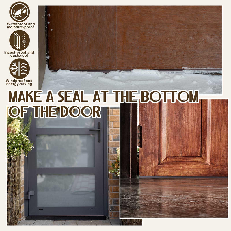 Pushglossy 2 Pcs Door Bottom 36" Long 1 3/4" Wide Replacement Threshold Seal with Vinyl Fins Weatherstrip Draft Stopper for Interior Exterior Doors(Brown,Kerf Style) Brown Kerf Style Door Bottom