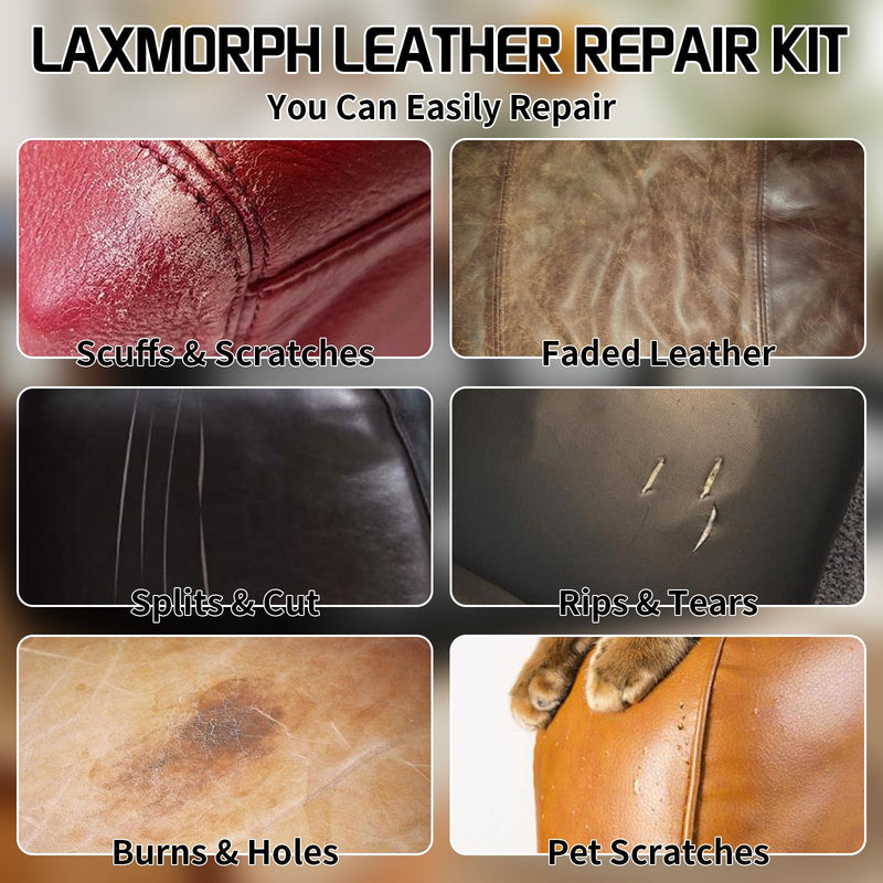 Black Leather Repair Kit for Furniture, Leather Vinyl Repair Kit for Car Interior,Couch, Jacket, and Purse - Fixes Tears, Burn Holes, and Scratches, Restores Any Material, Bonded, Pleather, Genuine black