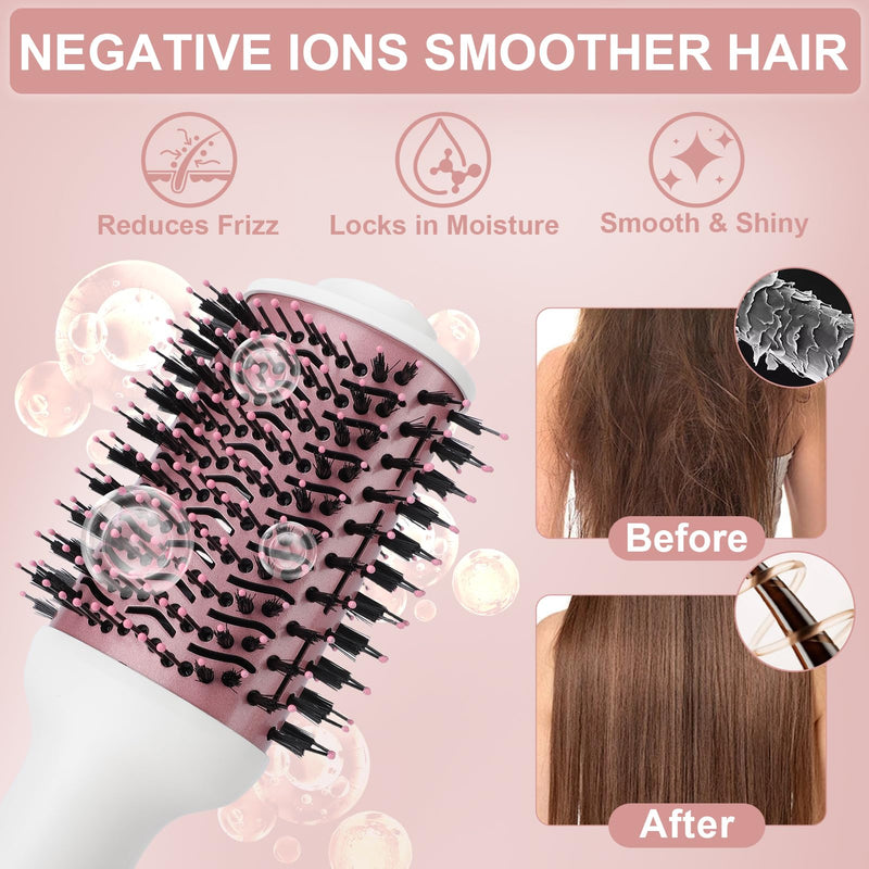 Hair Dryer Brush One Step Dry Detangle Straighten Smooth for Long Hair | Powerful 1200W 3 Speed Settings Titanium Coating Negative Ion Tech Salon-Quality Blowout Styling at Home
