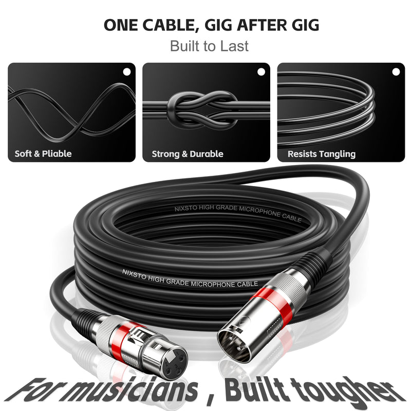 XLR Cables 3FT 6FT 10FT 15FT 25FT 50FT 100FT, Shielded Microphone Cable | All Copper Conductors Mic Cord for Studio Recording, Live Sound & Performance, Home Karaoke and Podcasting- 1.5ft