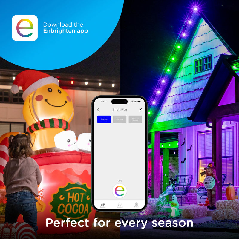 Enbrighten Vibe Outdoor Dual‑Outlet Wi‑Fi Matter Smart Plug, 2.4GHz, No Hub Required, Compatible with Alexa, Google Assistant and Apple HomeKit, Dual Grounded Plug‑in Outlets, 81912-TS1 Outdoor Dual-Outlet