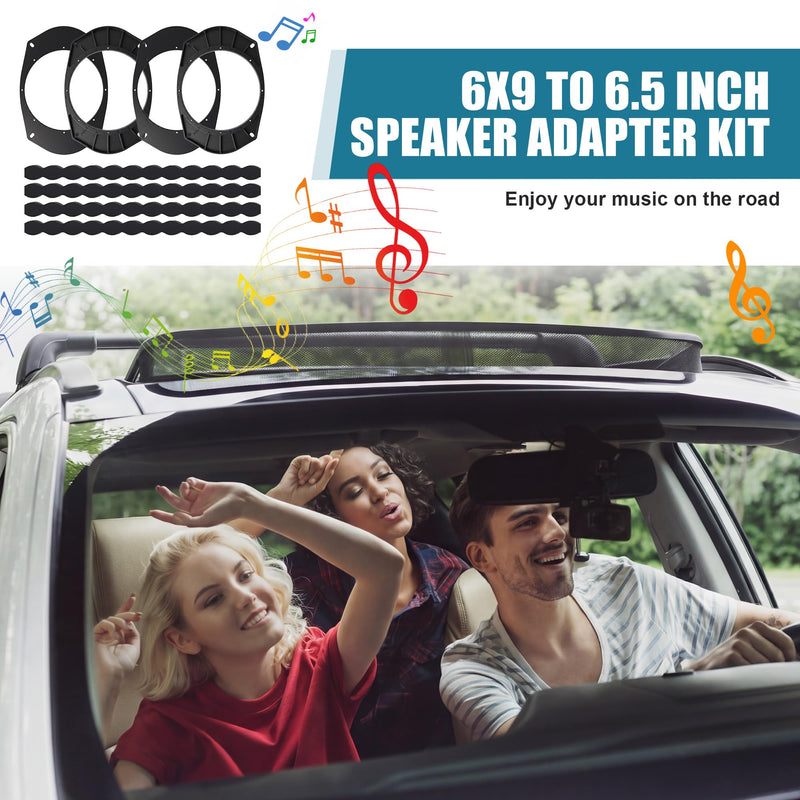 6x9 to 6.5 Speaker Adapter Spacer with Foam Strips, 4 Set | Compatible with Dodge/Chevrolet/Chrysler/Jeep Select Models, 6.5 inch Door Speaker Mounting Brackets Installation Plate Kit
