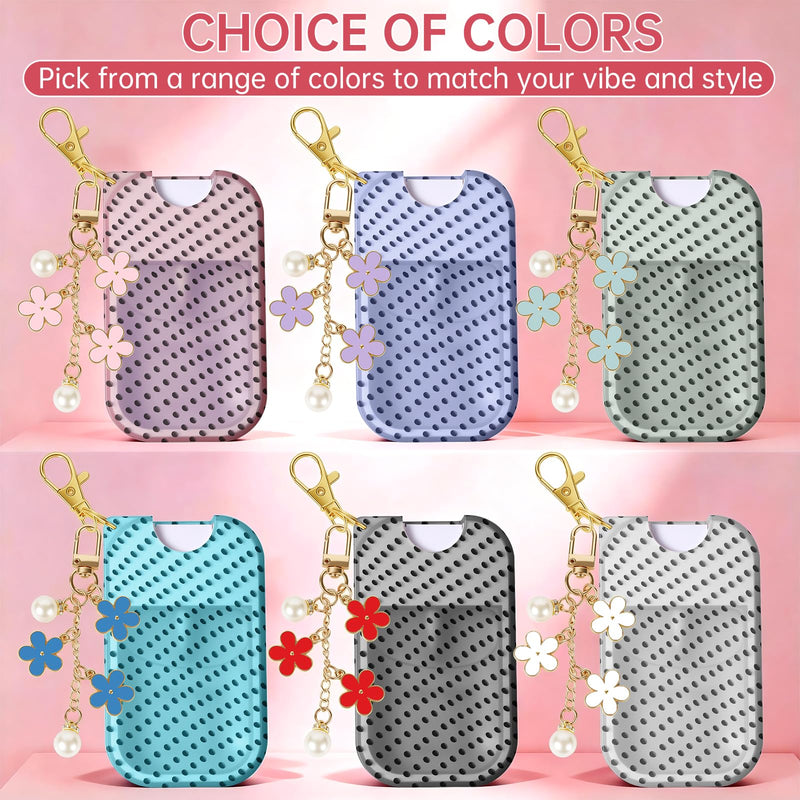TPU Case for Touchland Hand Sanitizer Spray Mist 1 oz,Cute Polka Dot Cover with Flower keychain (Polka Dot White) Polka Dot White