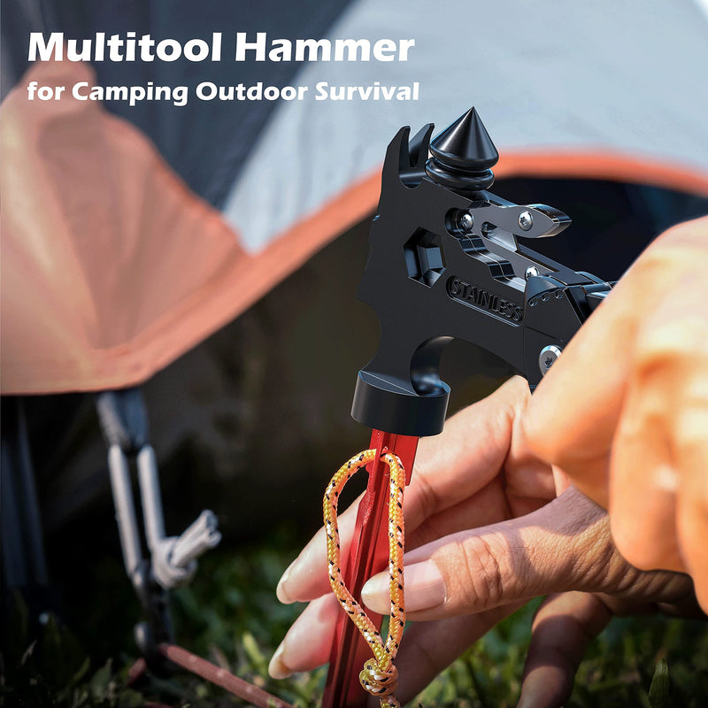 Rush Deer Camping Essentials Multitool,16 in 1 Multi Tool Survival Gear with Hammer, Pliers, Knife, Screwdrivers, Bottle Opener & Car Safety Hammer, for Camping, Hiking, Gift for Dad Him Upgraded Version