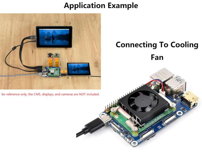 Mini Base Board Compatible with Raspberry Pi Compute Module 5, Compact Design with Multiple Connectors-2x USB3.2 Gen1, 2xUSB2.0, Color-Coded 40PIN GPIO Header,HDMI,MIPI, PCIe Interfaces,etc.
