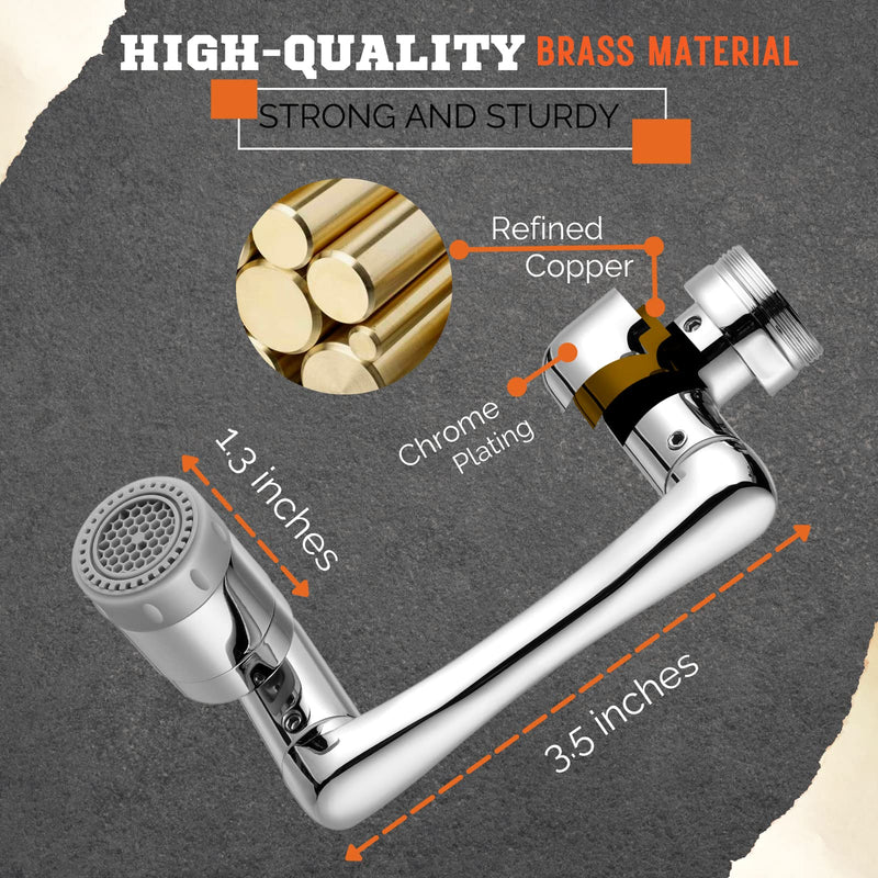 1080°+ 360° Swivel Faucet Extender, 1440° Degree Rotatable Faucet Aerator Splash Filter With 2 Water Outlet Modes. Brass Multifunction Bathroom Kitchen Sink Faucet Attachment For Washing Face 2 Pack 1440°Swivel Faucet Extender-2 Pack