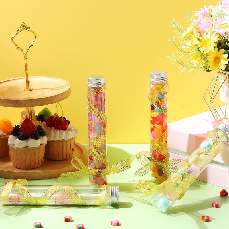 Xuhal 40 Pcs 115ml Plastic Test Tubes with Caps, 30 x 185mm Gumball Tubes as Storage Containers for Candy, Beads, Powder, Clear Test Tube for Sample Testing, Home Party