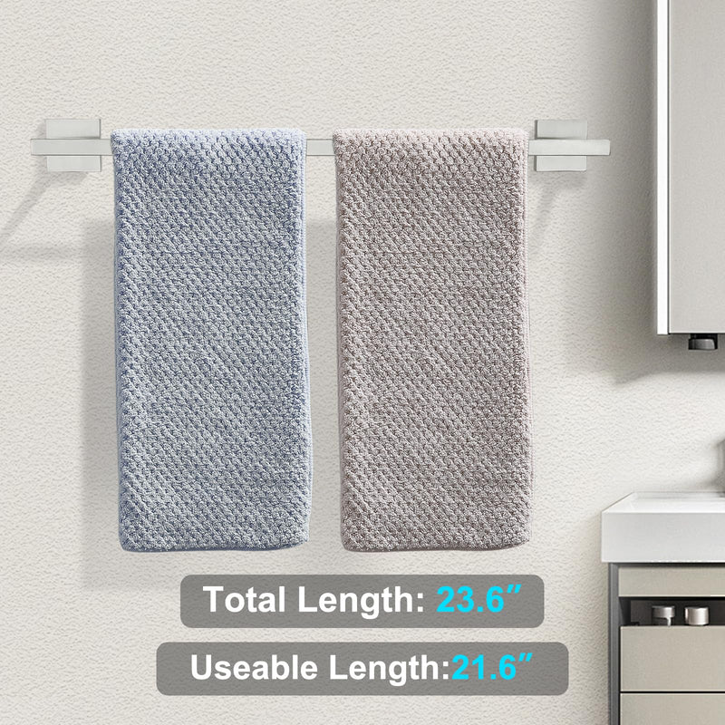 YACVCL Brushed Towel Bar, 21.6 Inch Bathroom Towel Rack, 304 Stainless Steel Kitchen Hand Towel Holder Wall Mounted, Total Length 23.6 Inch