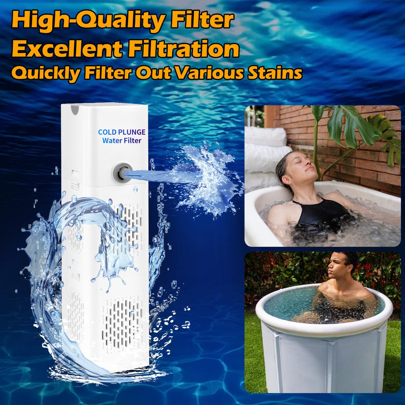 GFYYBKJ Cold Plunge Filter, 500 GPH Cold Pod Ice Bath Tub Filter, Ice Bath & Cold Plunge Accessories, Reusable Ice Bath Tub Filter, Ice Bath Water Cleaner White 01