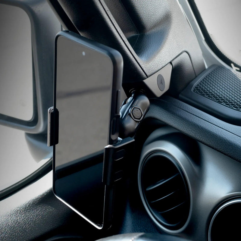 Tackform Link Grab Handle/A-Pillar Mount with Magnetic Phone Holder - Compatible with MagSafe, 2018-2023 Jeep Wrangler JL, & 2020-2023 Jeep Gladiator JT | All-Metal | CNC Billet Aluminum | Black