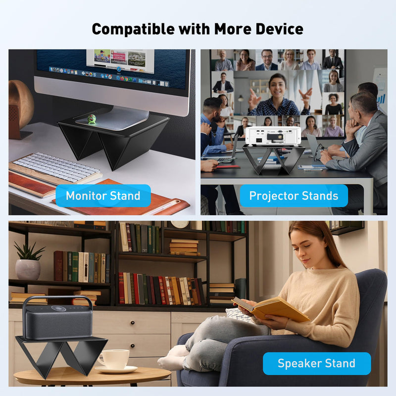 AboveTEK Ergonomic Laptop Stand & Tablet Holder for Desk,Portable Foldable Computer Riser,Adjustable Angle Travel Stand for MacBook Air/Pro,iPad,Fits 13-16 inch Devices,Ultra-Sleek PU Leather-(Black) Black