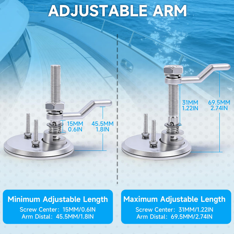 Boat Cam Latch, 316 Marine Stainless Steel Boat Hatch Latch with Back Plate, Flush Pull Handle Includes Installation Screws Marine Hatch Deck Hardware for Ships, Yachts, RVs Silver-2Pcs