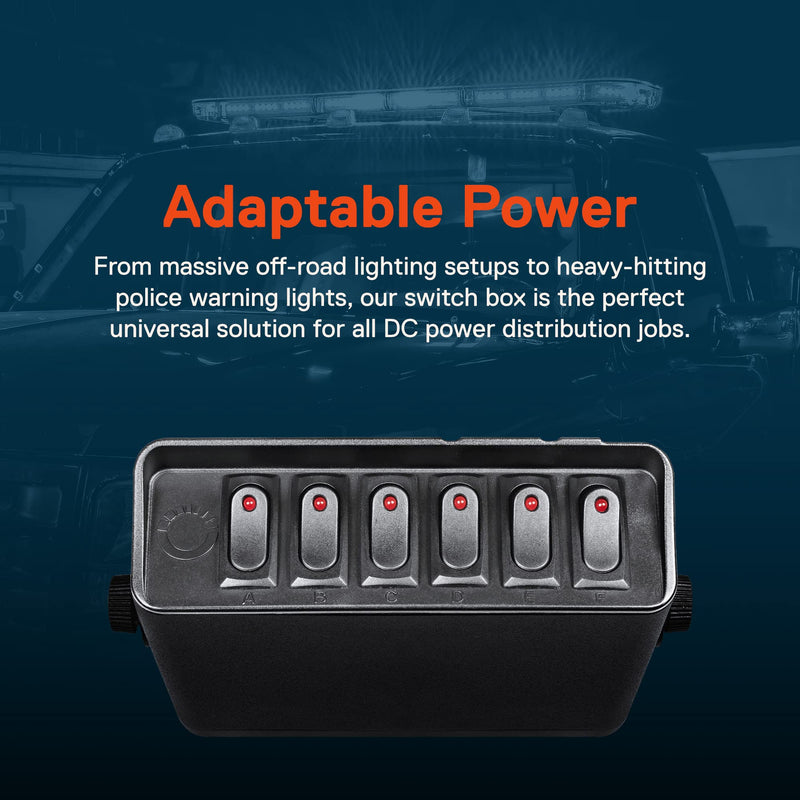  [AUSTRALIA] - True Mods 6-Gang 12V Rocker Switch Box [40 Amp Max.] [12 AWG Wires][12 Volt DC] SPST On/Off Rocker Toggle Switch Panel Box for Auto Automotive Lights Car Marine Boat Truck Vehicles & More 6-Gang Switch Box