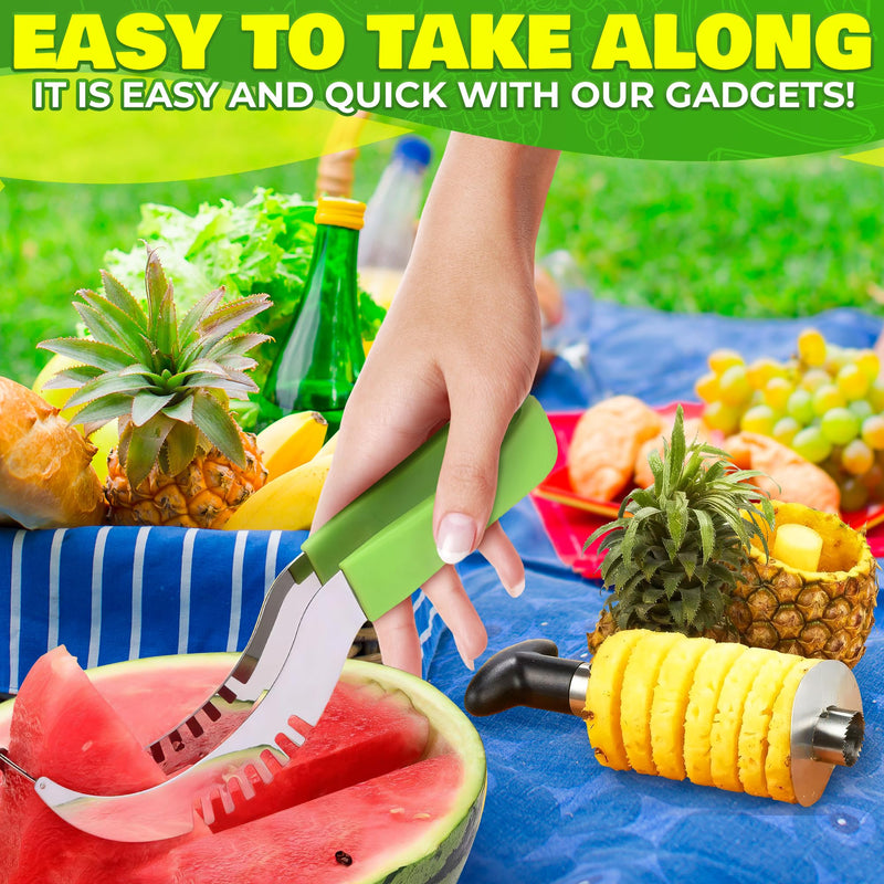 10 Pcs Pineapple Corer and Slicer Set – Sturdy, Sharp & Easy to Clean Pineapple Cutter with Multi-Fruit Corers, Slicers & Peelers – Works for Apples, Melons, Avocados, Citrus, Berries, Bananas & More