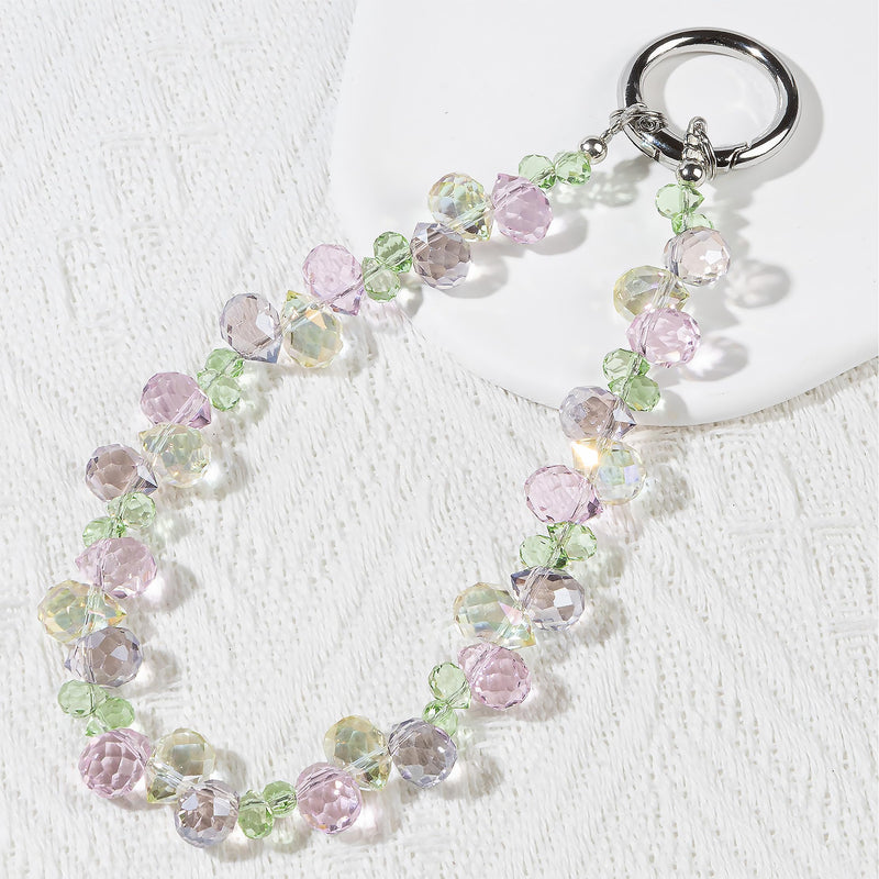 Phone Wrist Strap, Beaded Phone Charm, Cellphone Chain Wristlet | Sparkle Crystal Phone Lanyard with Tether Tab for Women Daily Use, Strong Wire, Anti-Drop, Fits All Phones, Wristlet Keychain Lavender Mint